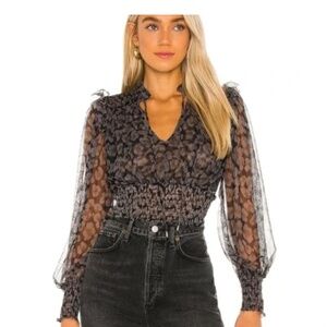Free People Twyla Top in Printed Black Combo